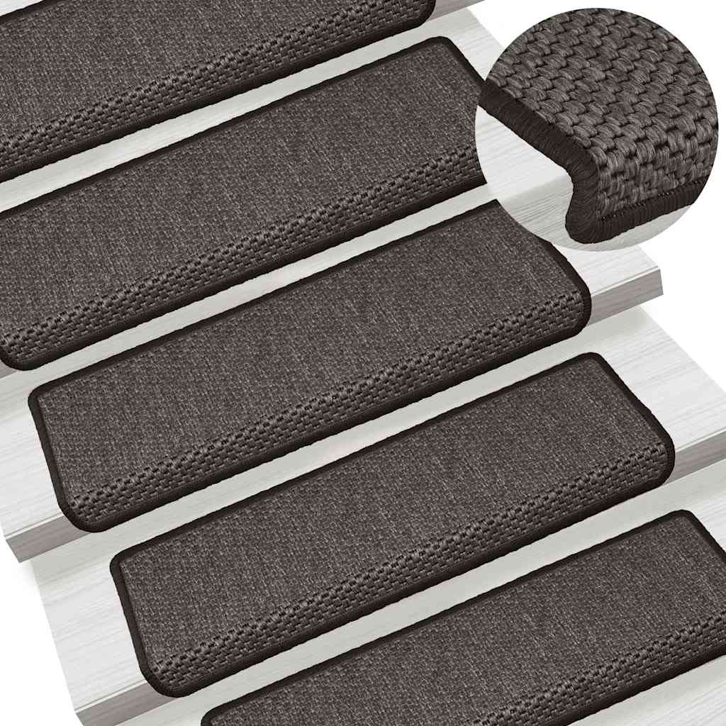 Tappeti Adesivi Scale Aspetto Sisal 30 pz 65x21x4 cm Antracite