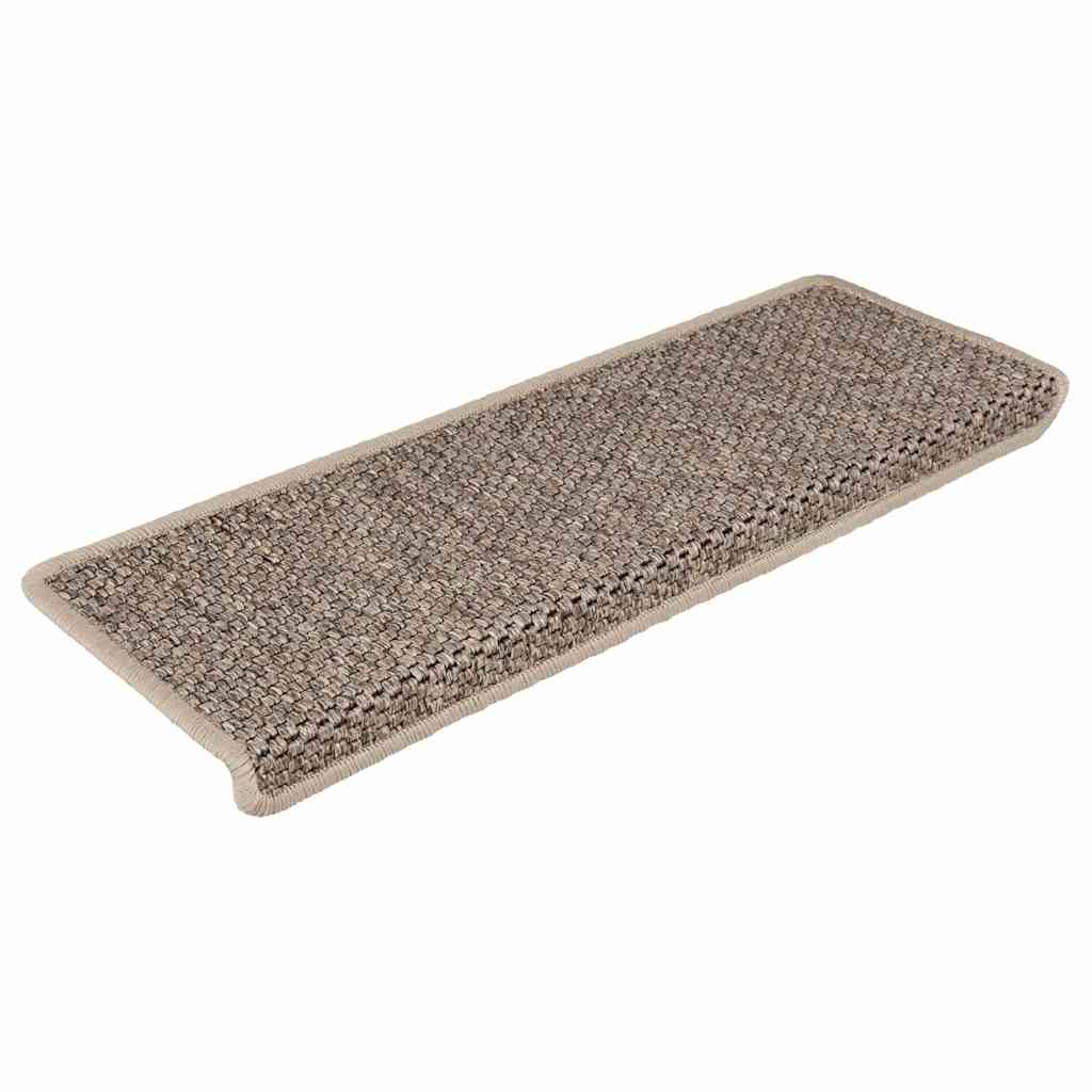 Tappeti Adesivi Scale Aspetto Sisal 30 pz 65x21x4cm Beige Scuro