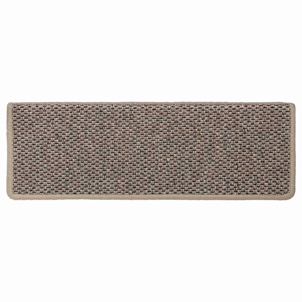 Tappeti Adesivi Scale Aspetto Sisal 30 pz 65x21x4cm Beige Scuro