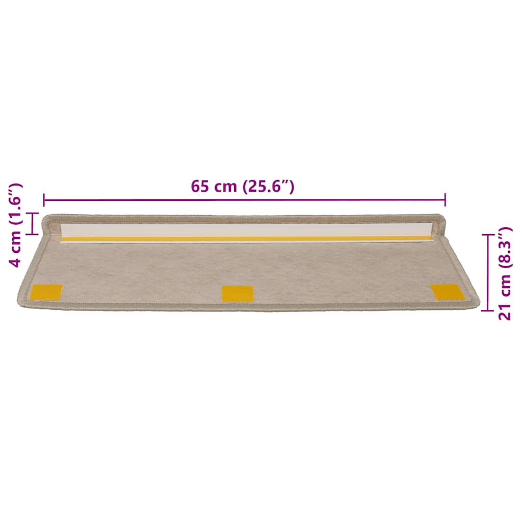 Tappeti Adesivi Scale Aspetto Sisal 30 pz 65x21x4cm Beige Scuro