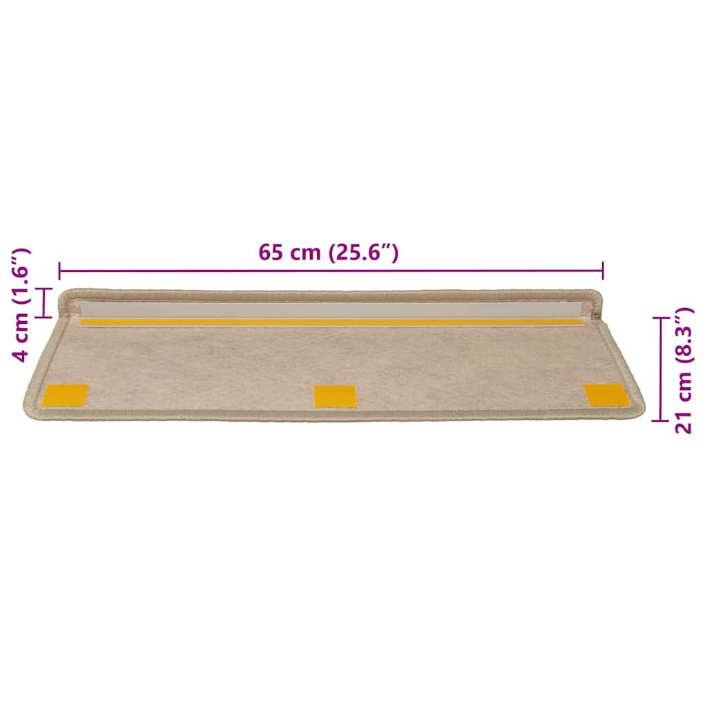 Tappeti Autoadesivi Scale Aspetto Sisal 30 pz 65x21x4 cm Sabbia