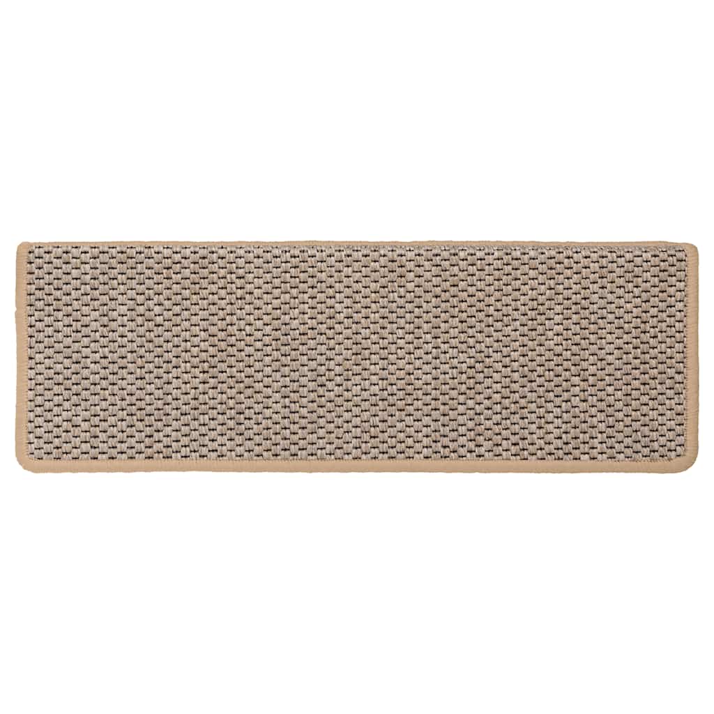 Tappeti Adesivi Scale Aspetto Sisal 30pz 65x21x4cm Beige Chiaro