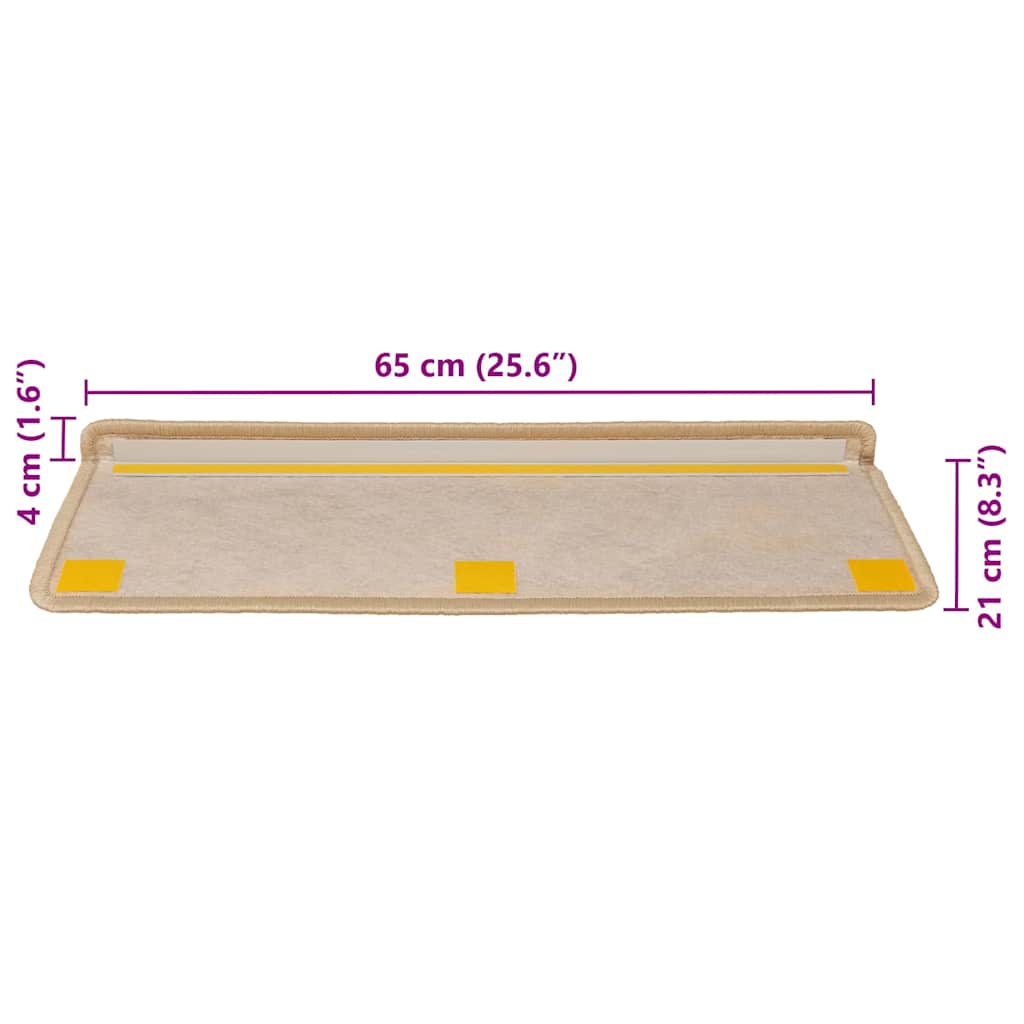Tappeti Adesivi Scale Aspetto Sisal 30pz 65x21x4cm Beige Chiaro