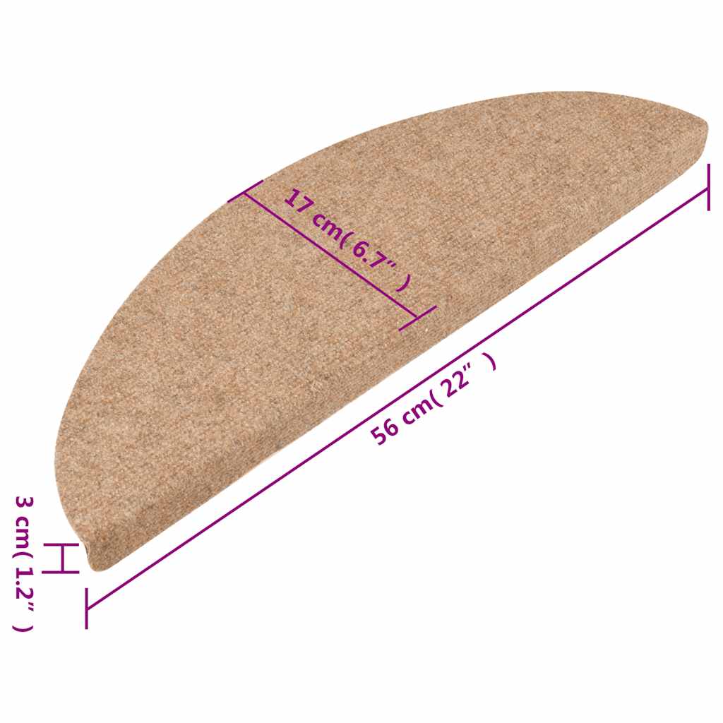 Tappetini Autoadesivi per Scale 20 pz Beige 56x17x3 cm