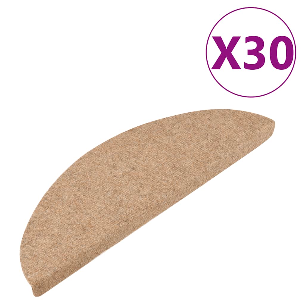 Tappetini Autoadesivi per Scale 30 pz Beige 56x17x3 cm