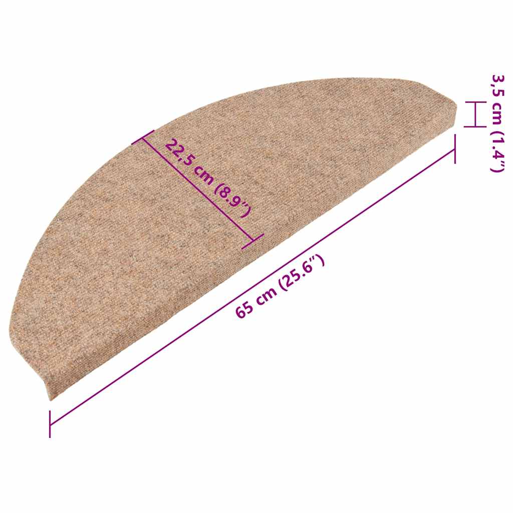 Tappetini Autoadesivi per Scale 20 pz Beige 65x22,5x3,5 cm