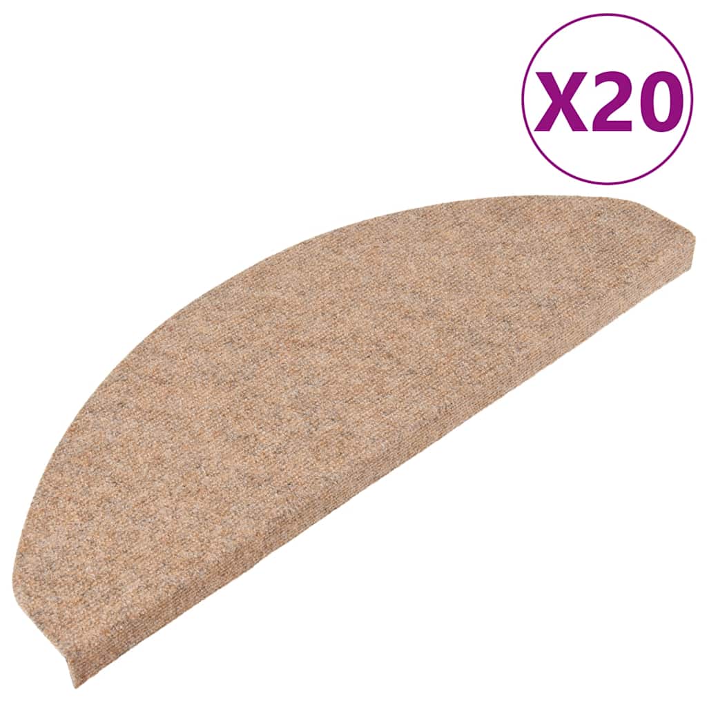 Tappetini Autoadesivi per Scale 20 pz Beige 65x22,5x3,5 cm