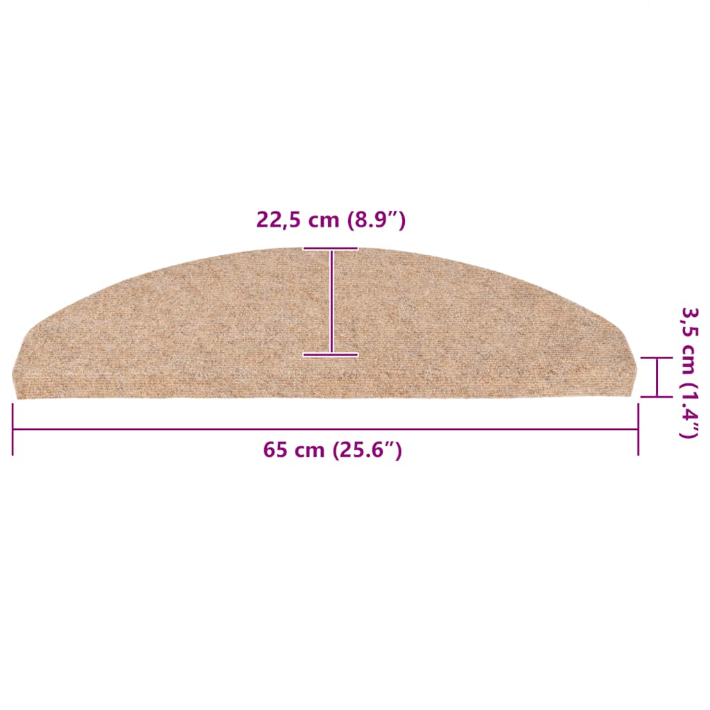 Tappetini Autoadesivi per Scale 30 pz Beige 65x22,5x3,5 cm