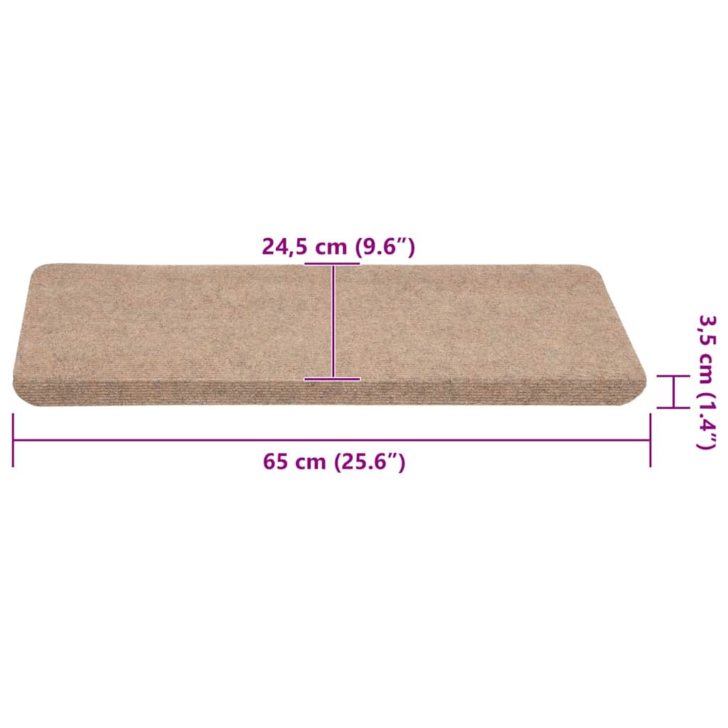 Tappetini Autoadesivi per Scale 30 pz Beige 65x24,5x3,5 cm