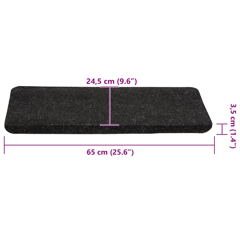 Tappetini Autoadesivi per Scale 30 pz Antracite 65x24,5x3,5 cm