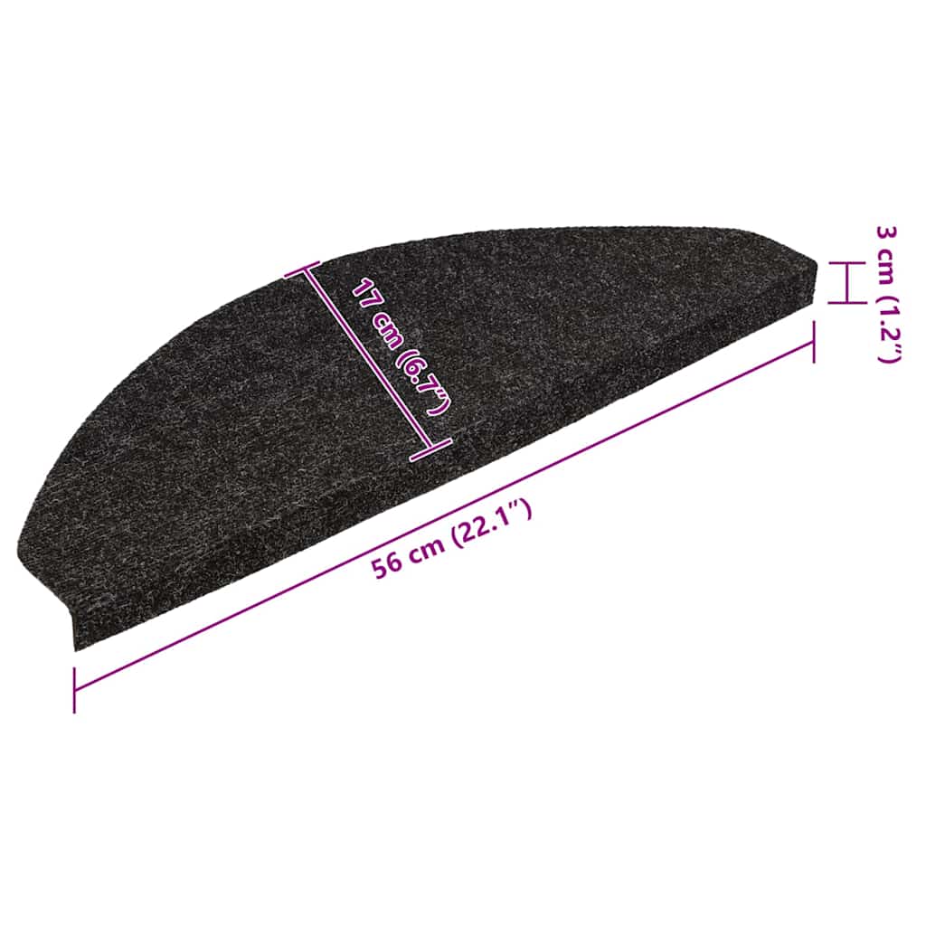 Tappetini Autoadesivi per Scale 20 pz Neri 56x17x3 cm