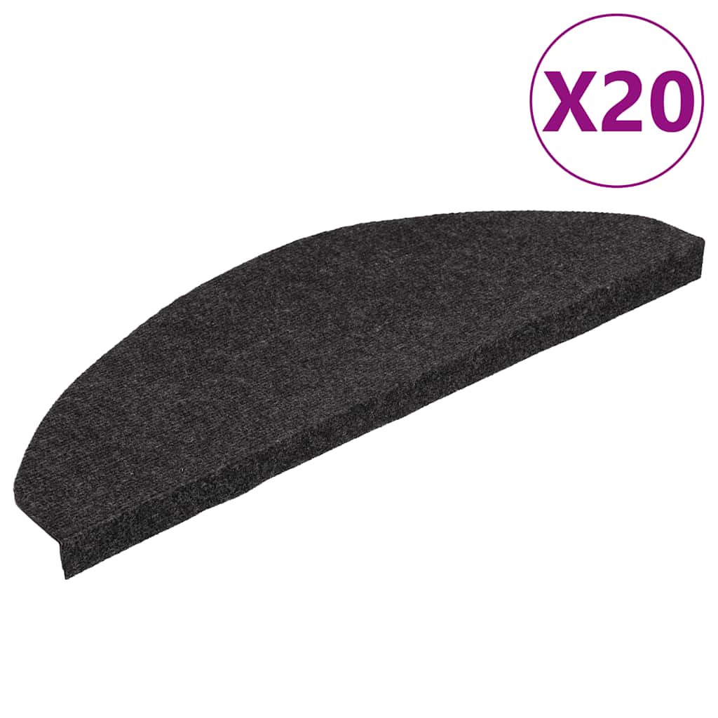 Tappetini Autoadesivi per Scale 20 pz Neri 65x22,5x3,5 cm
