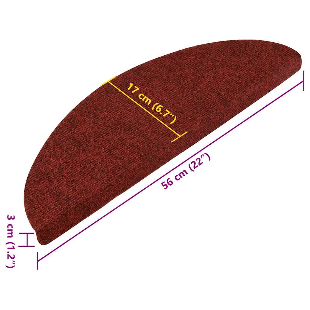 Tappetini Autoadesivi per Scale 30 pz Rossi 56x17x3 cm