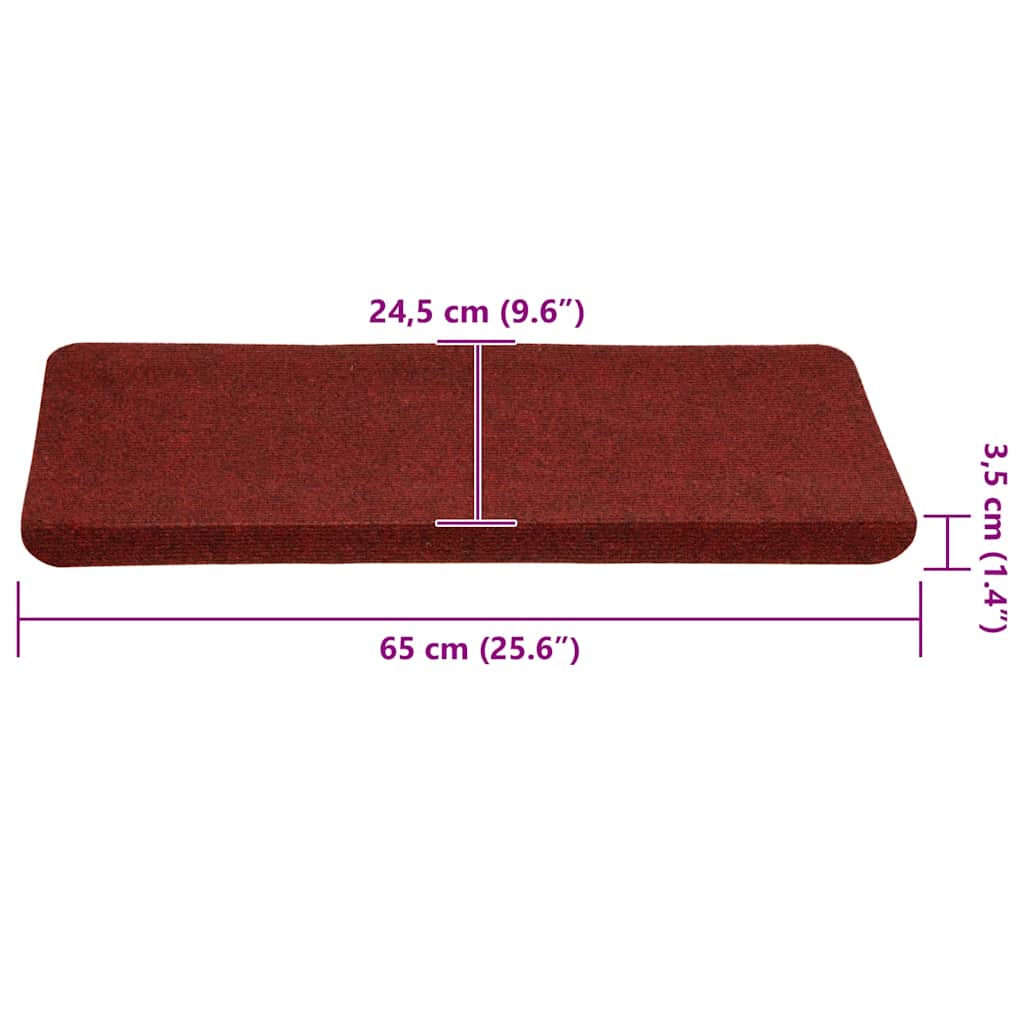 Tappetini Autoadesivi per Scale 30 pz Rossi 65x24,5x3,5 cm