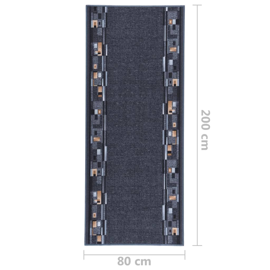 Tappeto Corsia Antracite 80x200 cm Antiscivolo