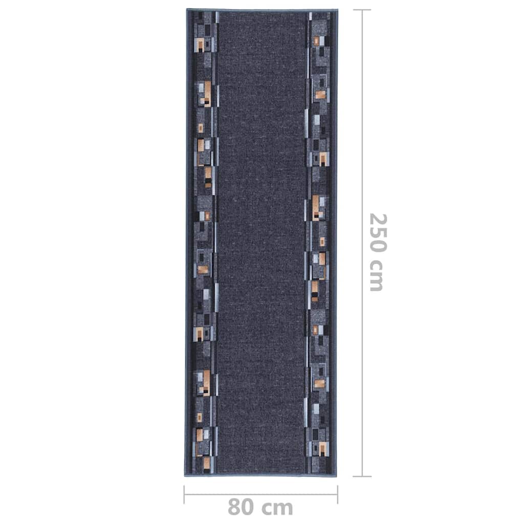 Tappeto Corsia Antracite 80x250 cm Antiscivolo
