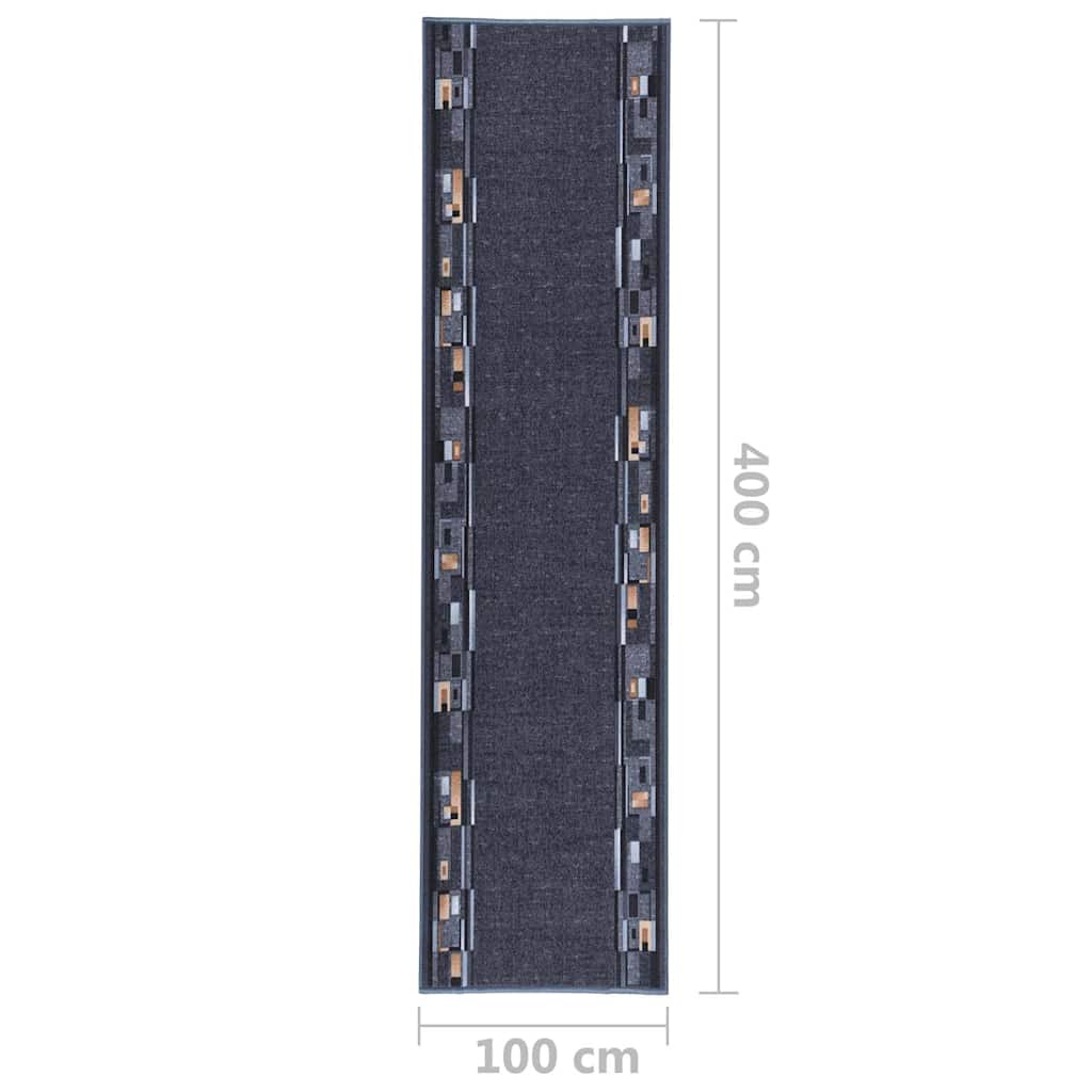 Tappeto Corsia Antracite 100x400 cm Antiscivolo