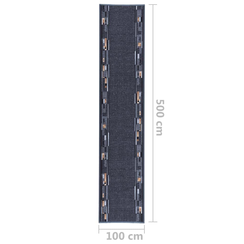Tappeto Corsia Antracite 100x500 cm Antiscivolo
