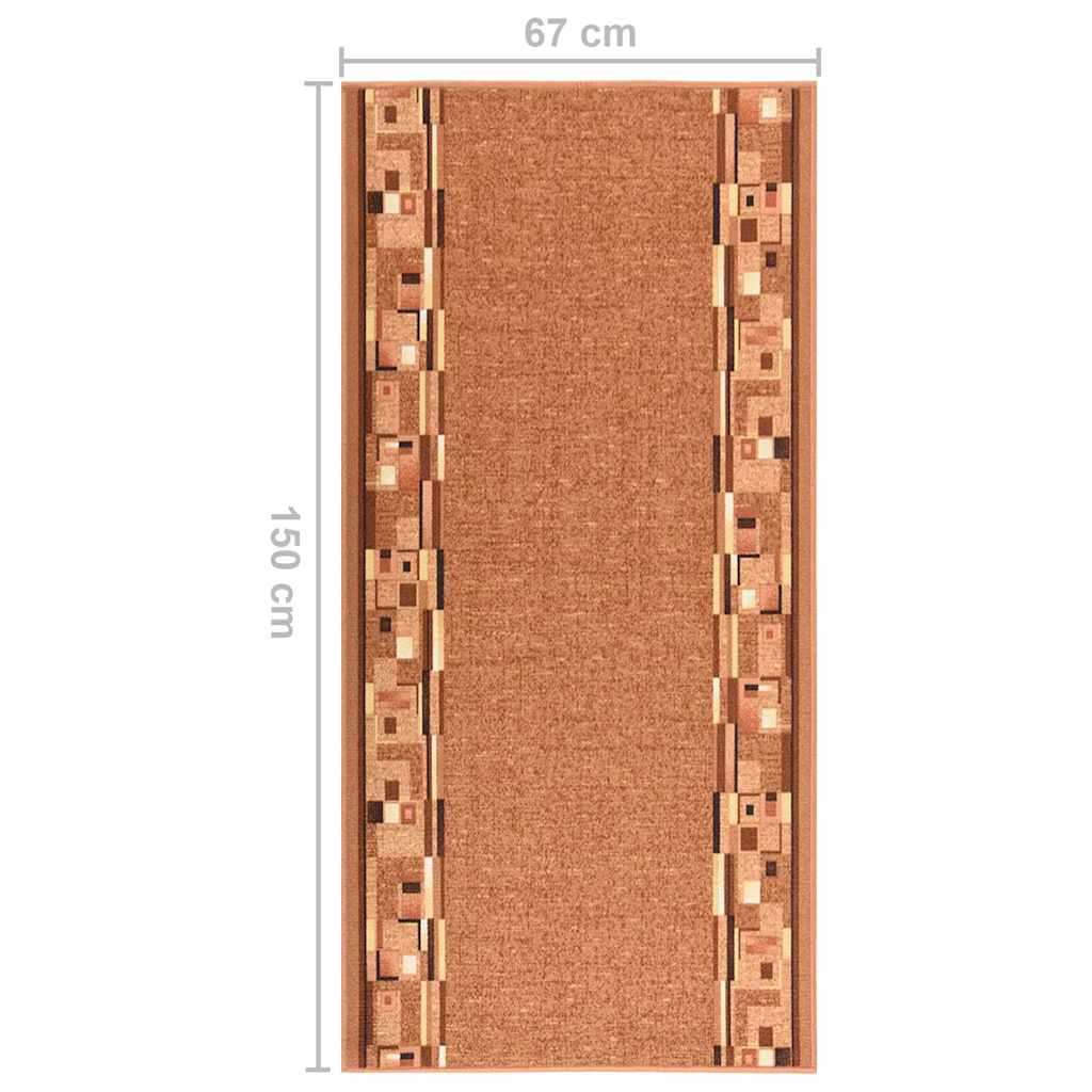 Tappeto Corsia Marrone 67x150 cm Antiscivolo