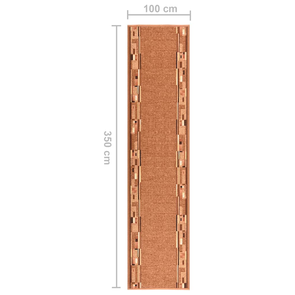 Tappeto Corsia Marrone 100x350 cm Antiscivolo