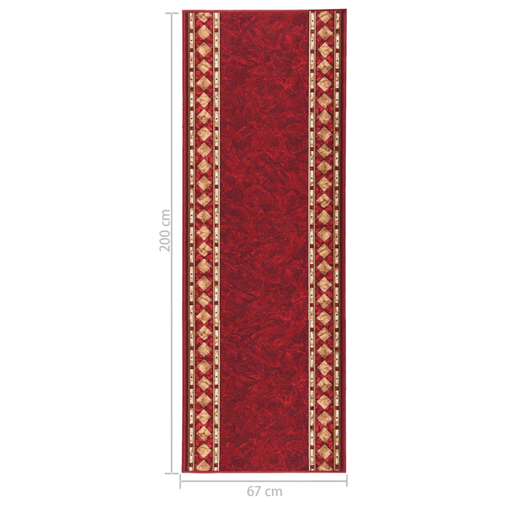 Tappeto Corsia Rosso 67x200 cm Antiscivolo