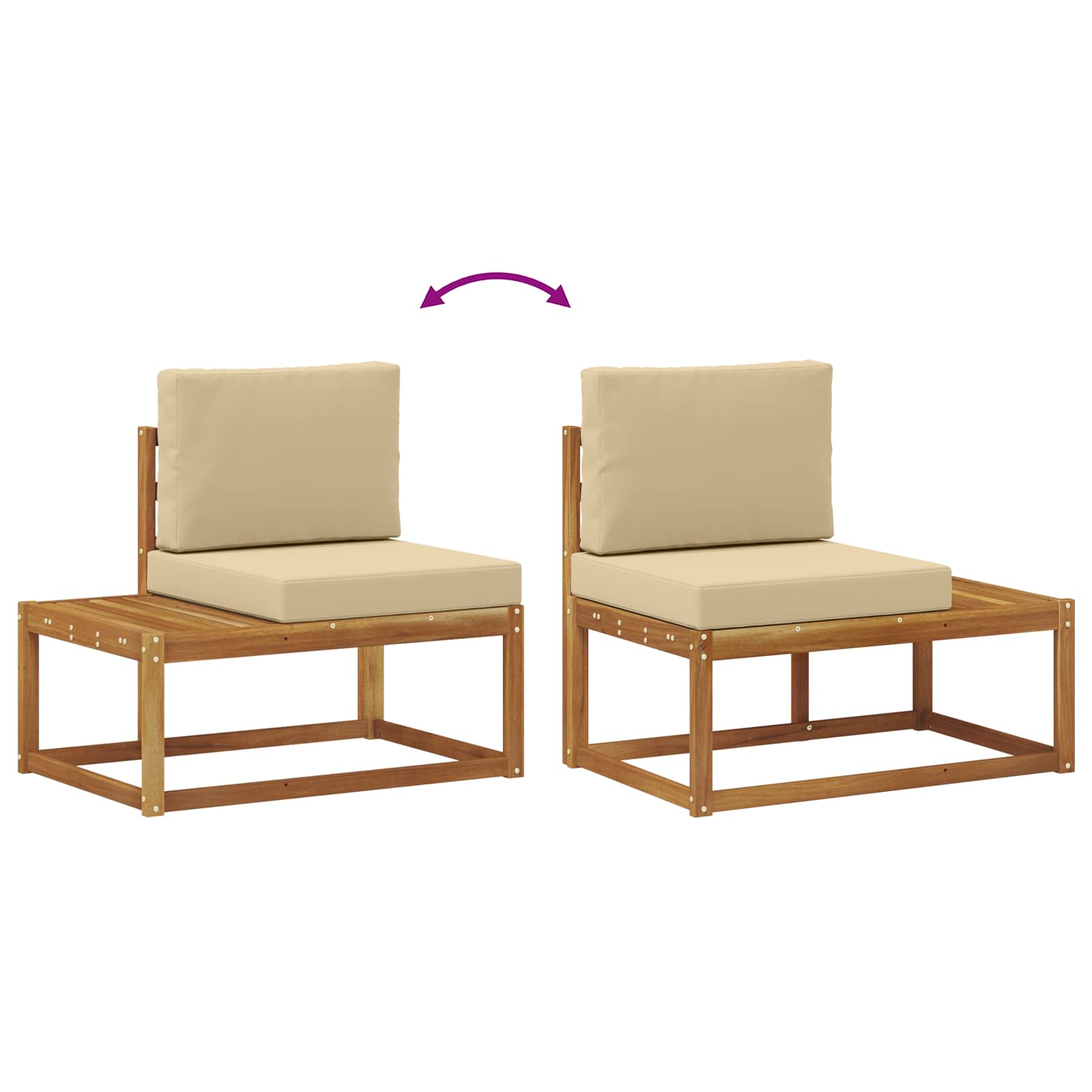 5 pz Set di divani da esterno Naturale e Beige