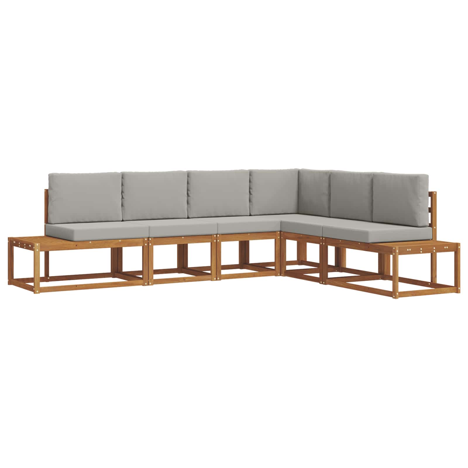 6 pz Set di divani da esterno Grigio Naturale e Chiaro