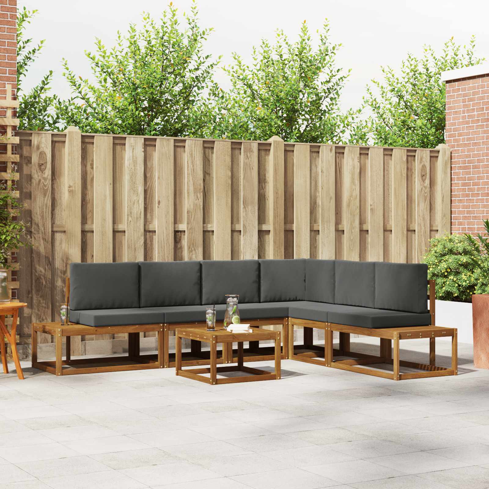 7 pz Set di divani da esterno Naturale e Antracite