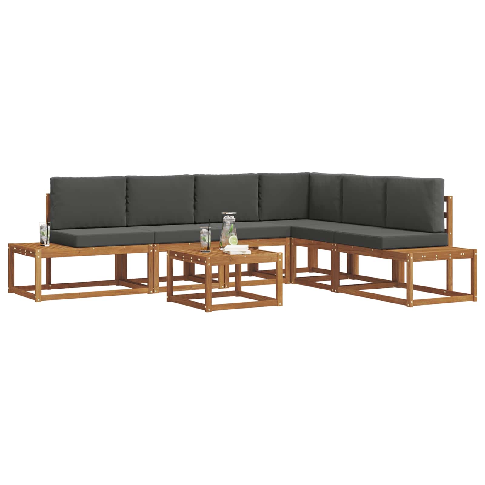 7 pz Set di divani da esterno Naturale e Antracite