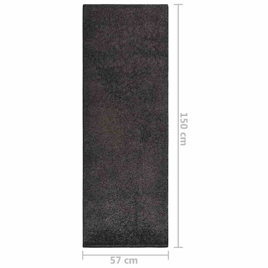 Tappeto a Pelo Morbido Antiscivolo 57x150 cm Antracite