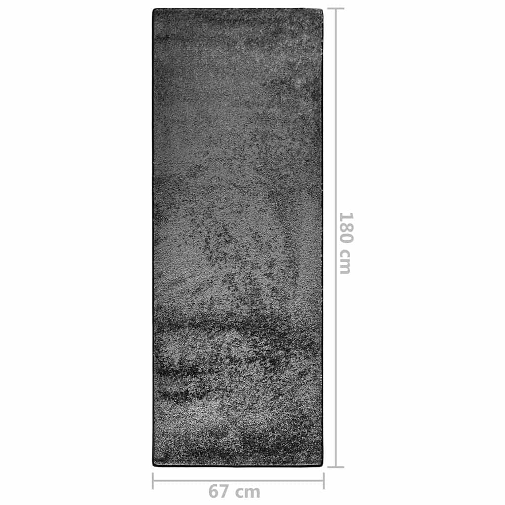 Tappeto a Pelo Morbido Antiscivolo 67x180 cm Grigio