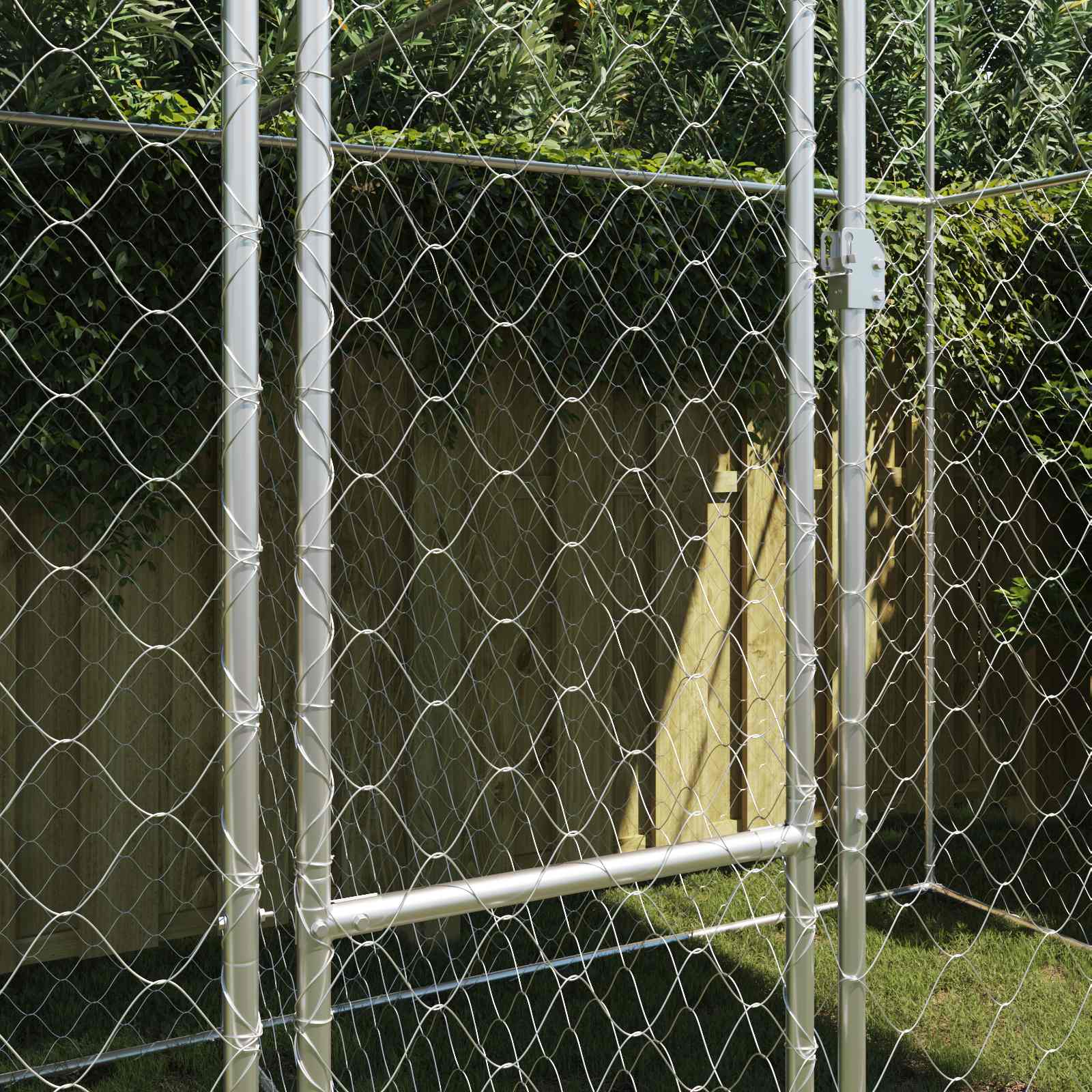Gabbia per Cani con Tetto Argento 400 x 200 x 256 cm