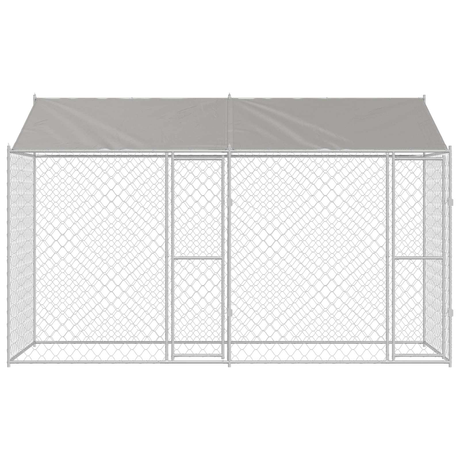 Gabbia per Cani con Tetto Argento 400 x 200 x 256 cm