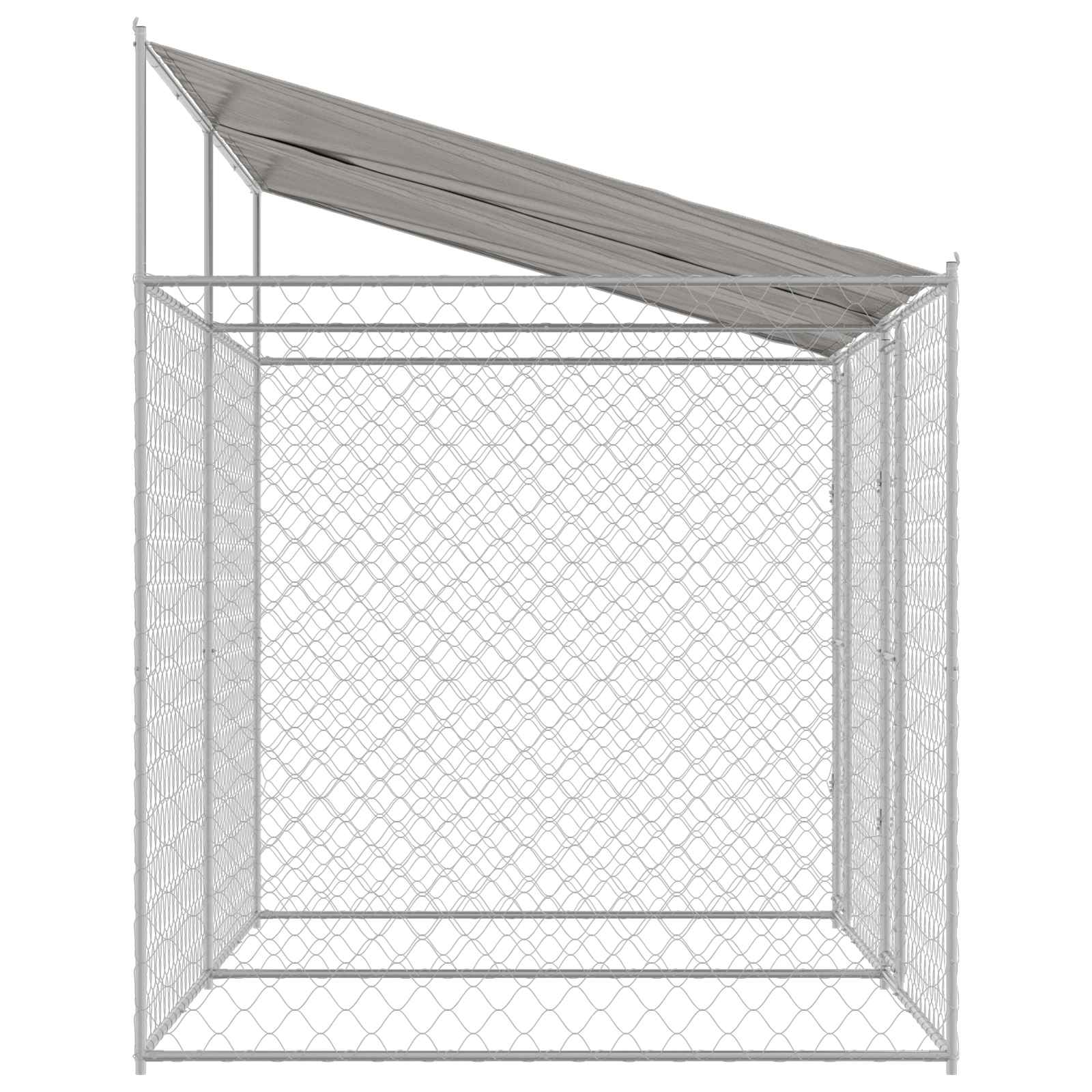 Gabbia per Cani con Tetto Argento 400 x 200 x 256 cm
