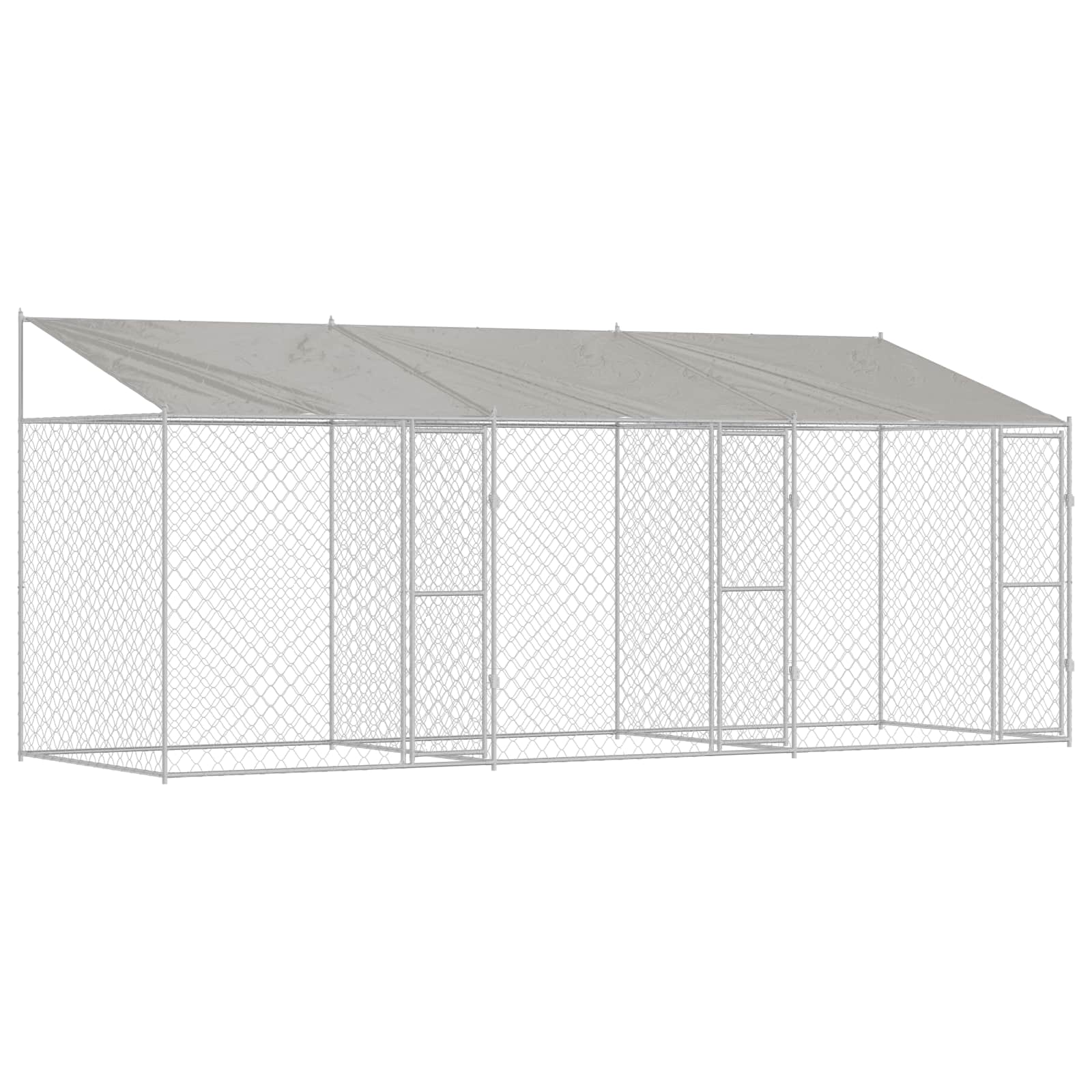 Gabbia per Cani con Tetto Argento 600 x 200 x 256 cm