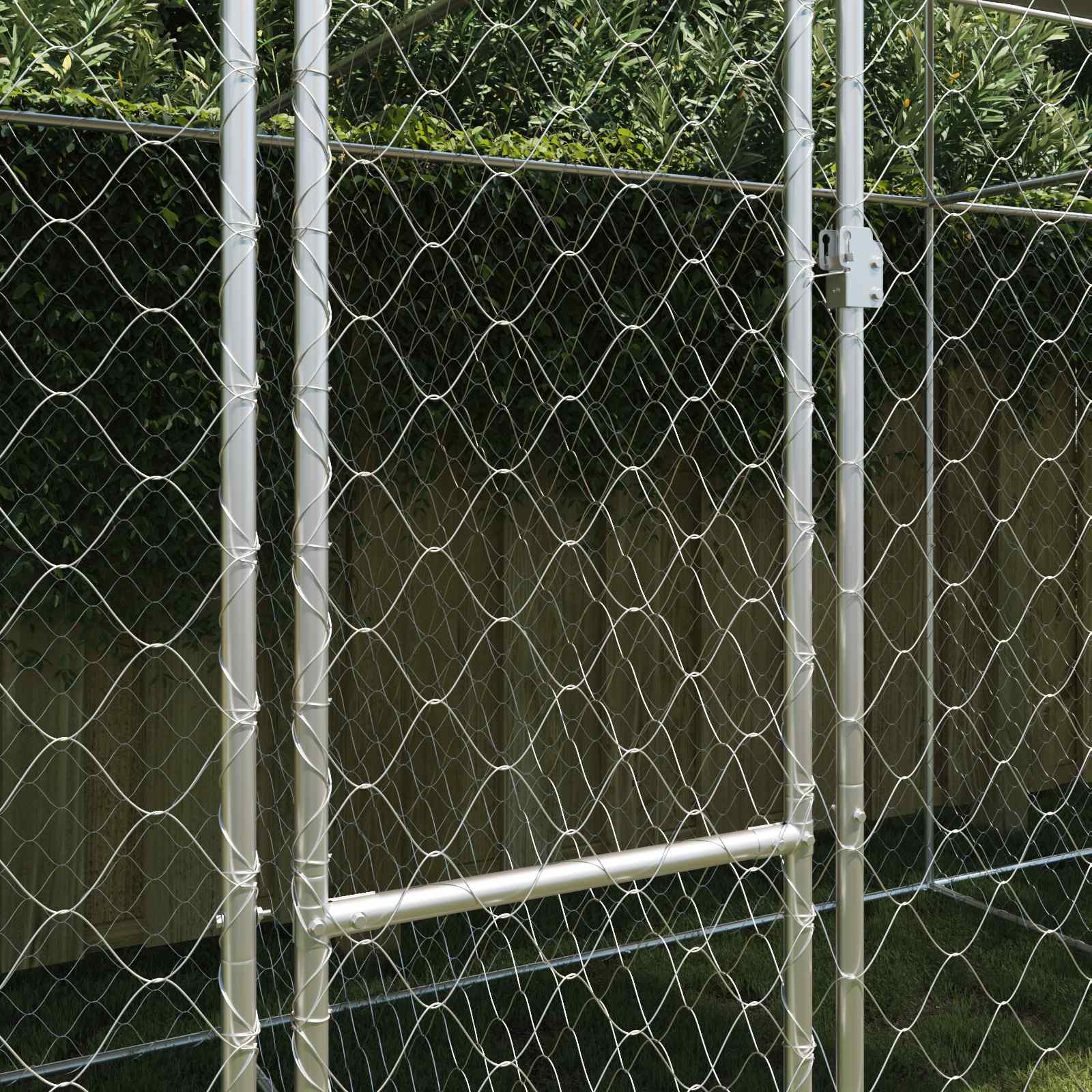 Gabbia per Cani con Tetto Argento 600 x 200 x 256 cm
