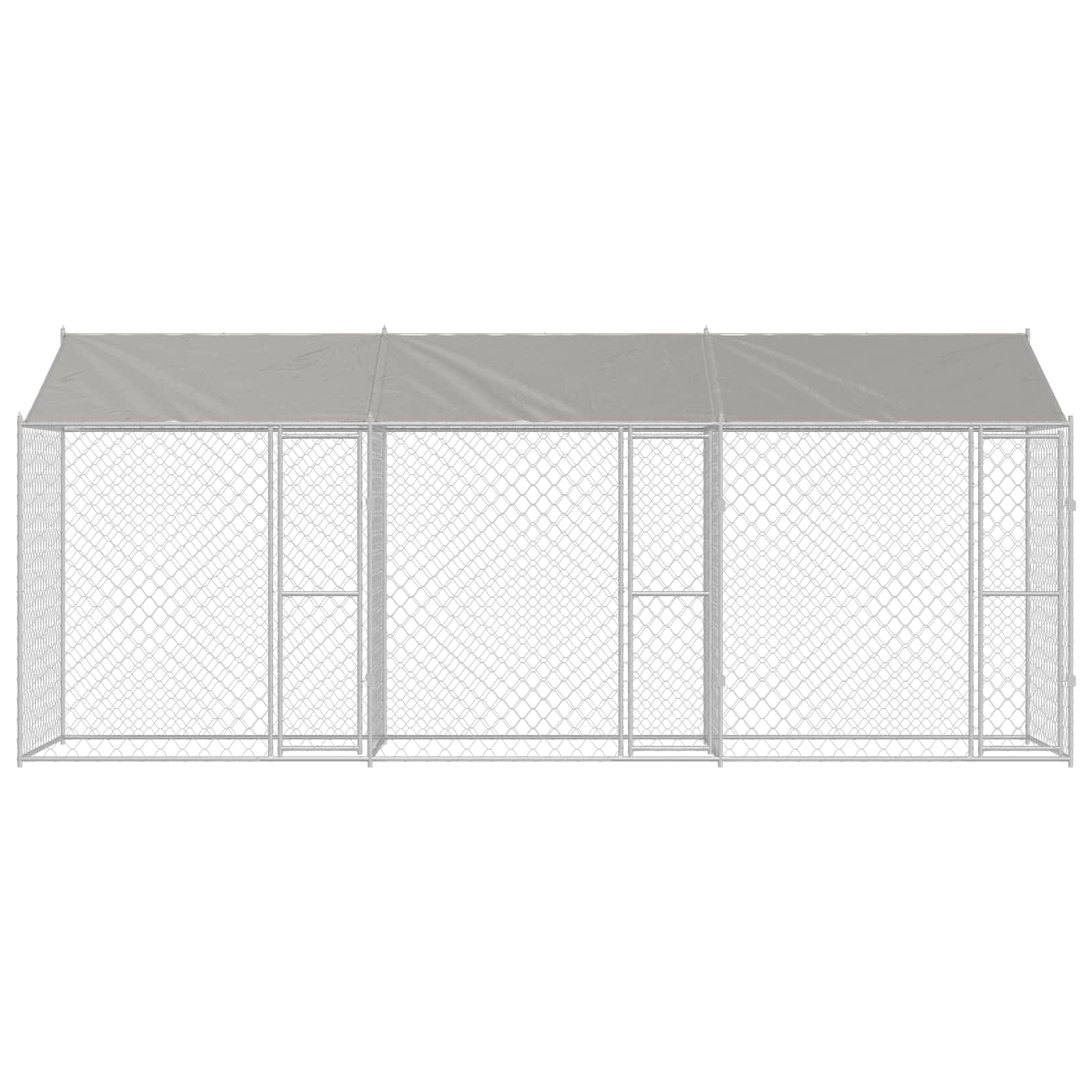 Gabbia per Cani con Tetto Argento 600 x 200 x 256 cm