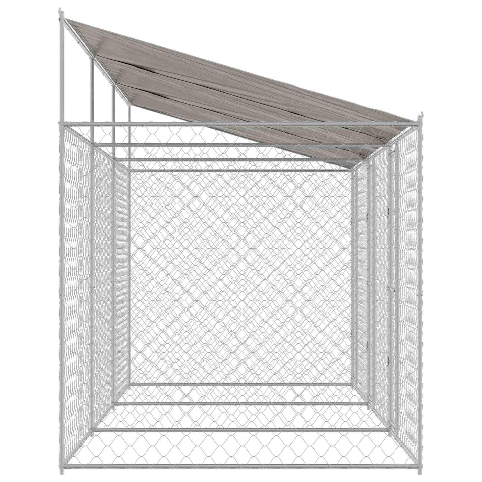 Gabbia per Cani con Tetto Argento 600 x 200 x 256 cm