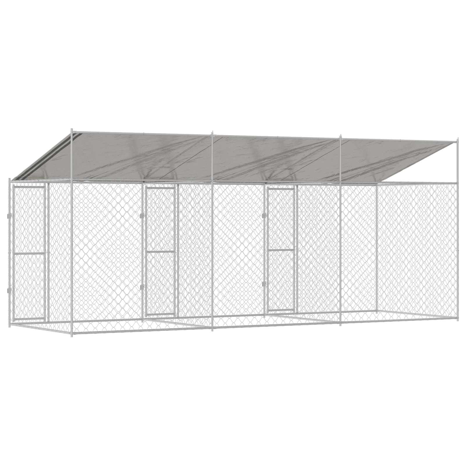 Gabbia per Cani con Tetto Argento 600 x 200 x 256 cm