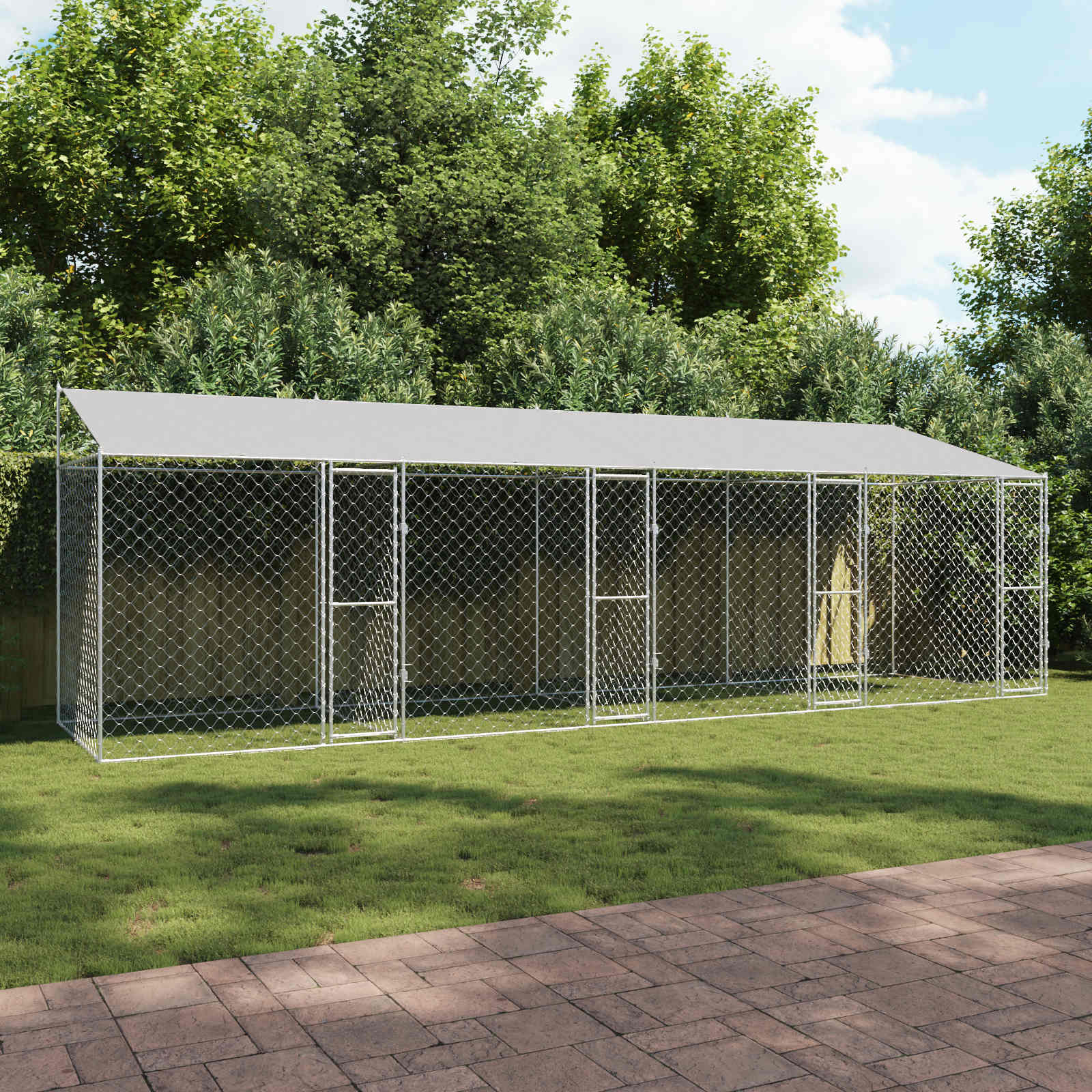 Gabbia per Cani con Tetto Argento 800 x 200 x 256 cm