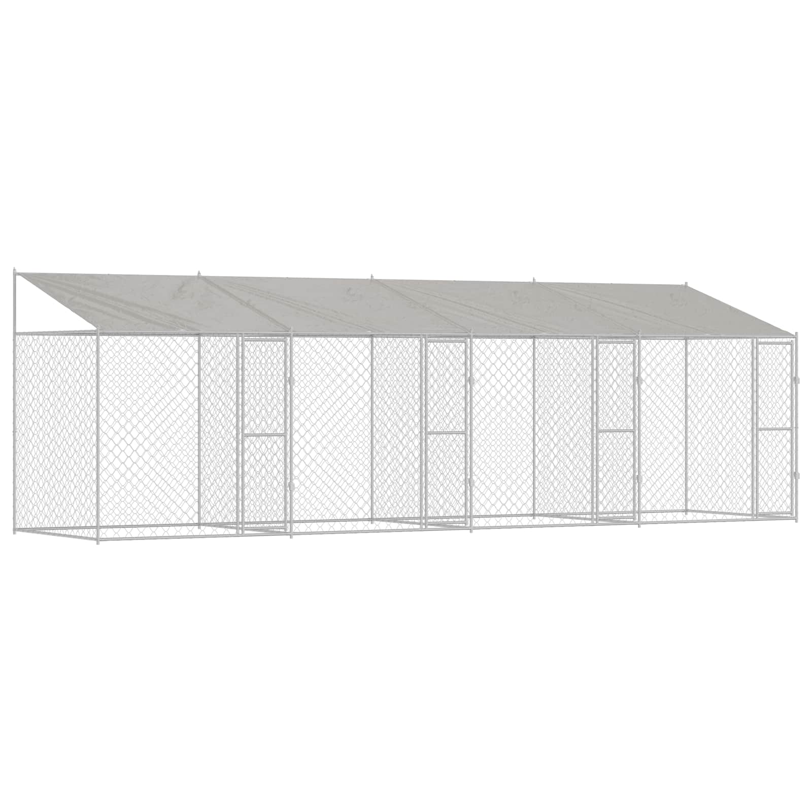 Gabbia per Cani con Tetto Argento 800 x 200 x 256 cm
