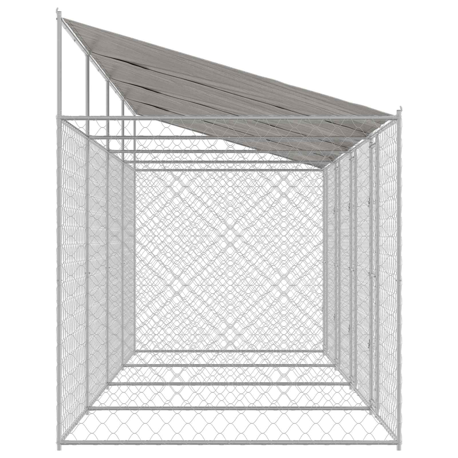 Gabbia per Cani con Tetto Argento 800 x 200 x 256 cm