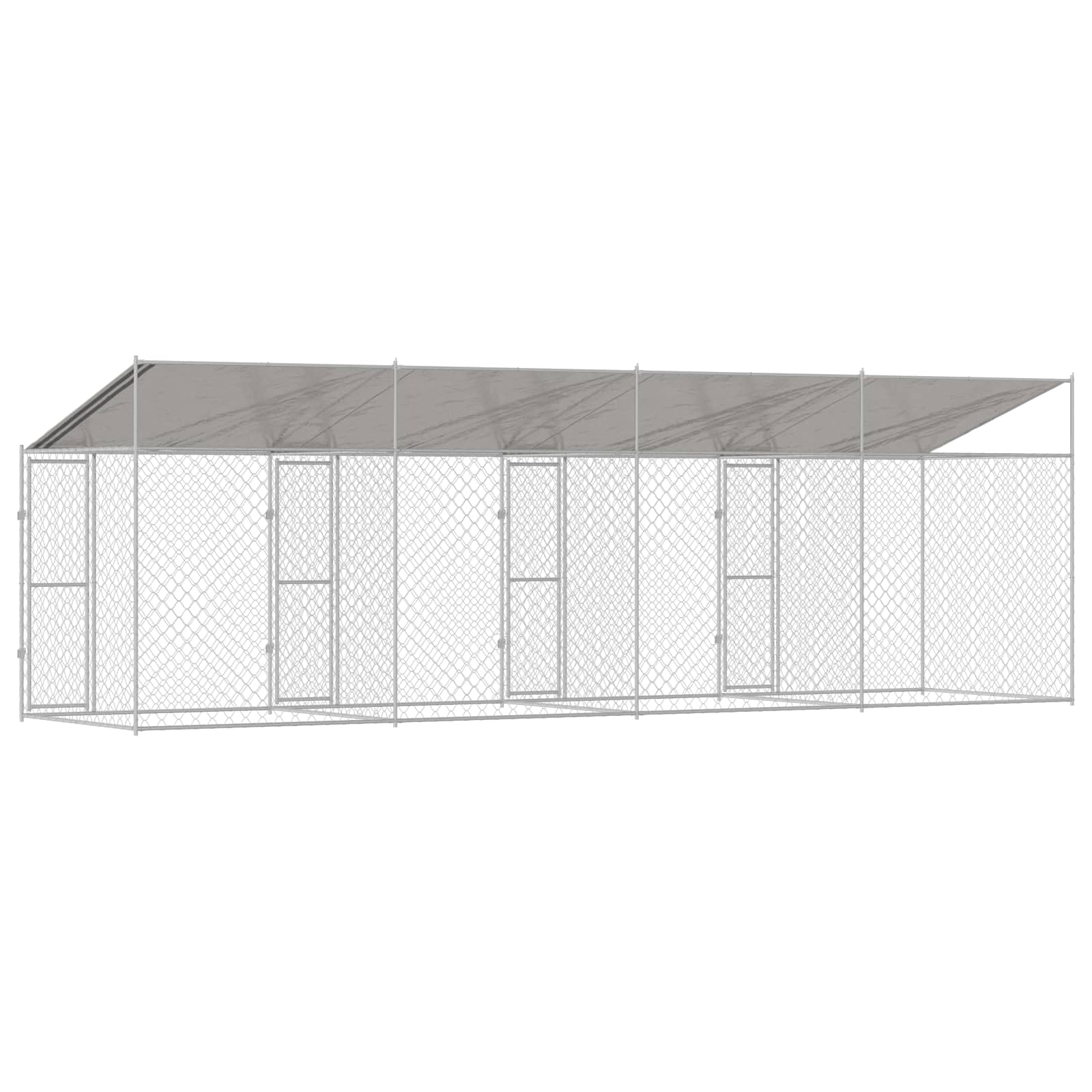Gabbia per Cani con Tetto Argento 800 x 200 x 256 cm
