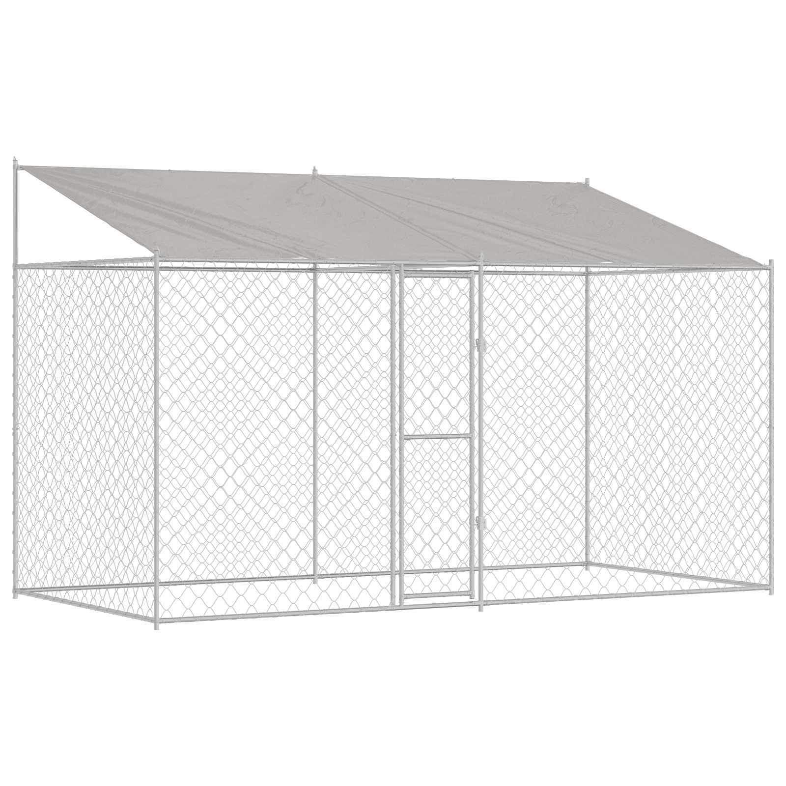 Gabbia per Cani con Tetto Argento 400 x 200 x 256 cm