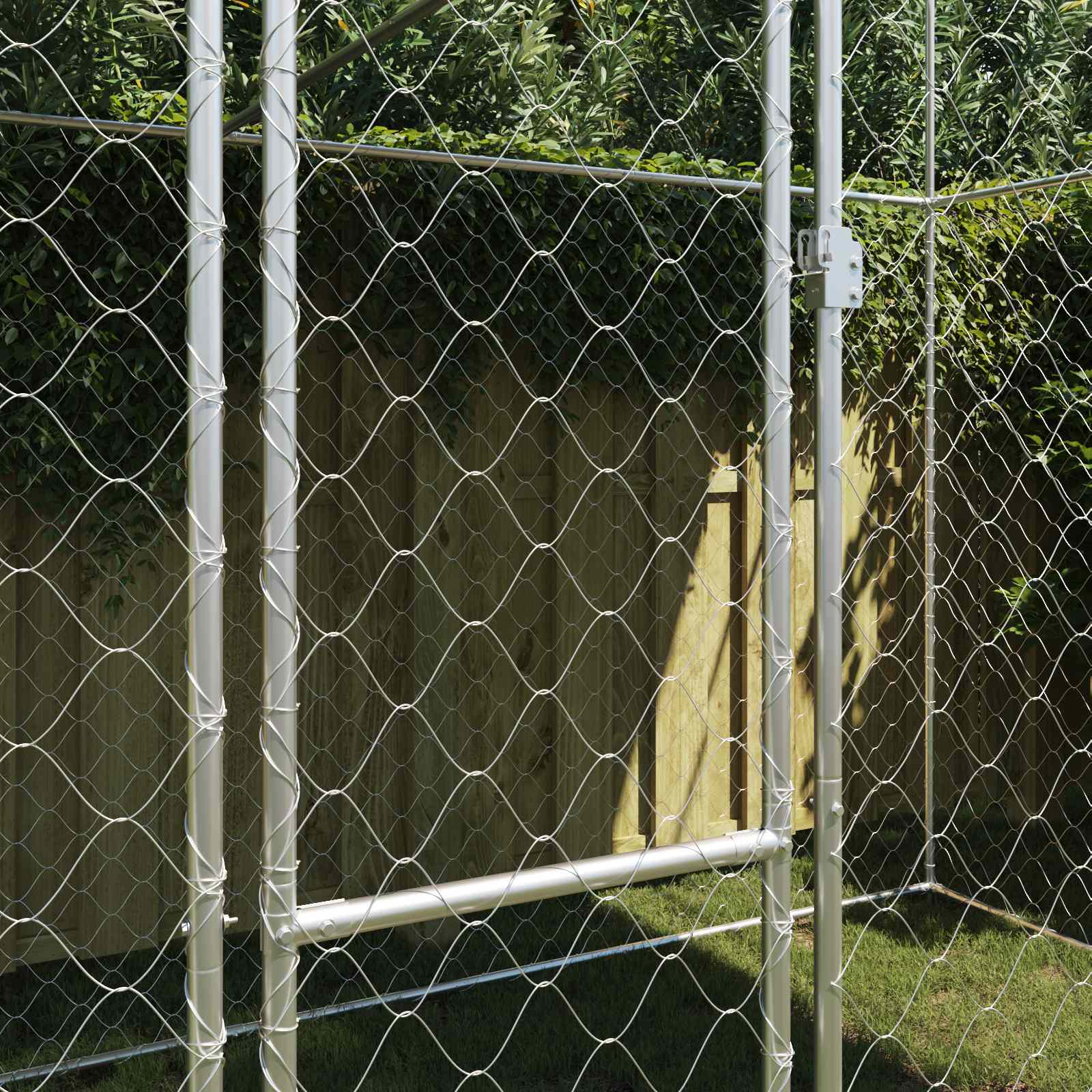 Gabbia per Cani con Tetto Argento 400 x 200 x 256 cm