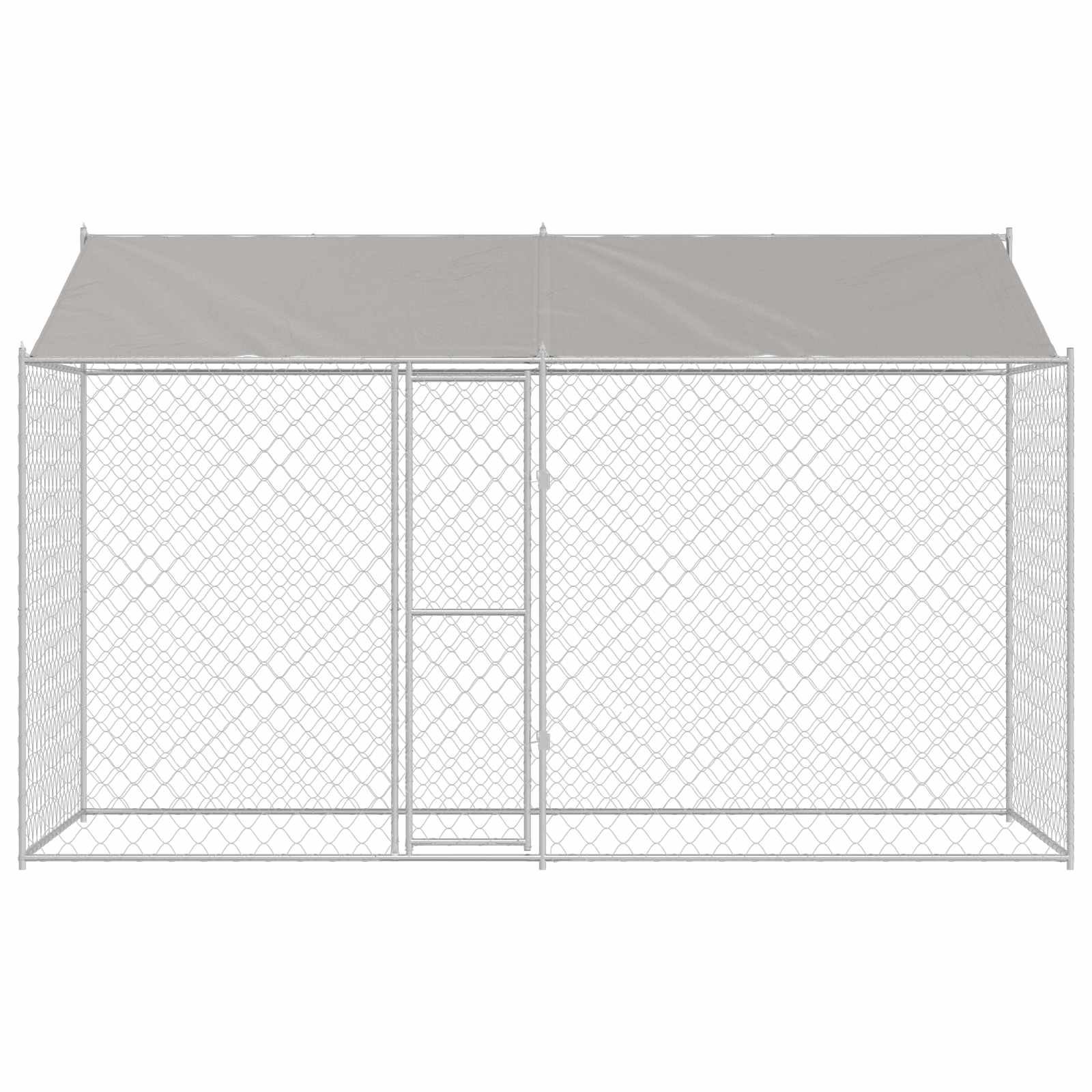 Gabbia per Cani con Tetto Argento 400 x 200 x 256 cm