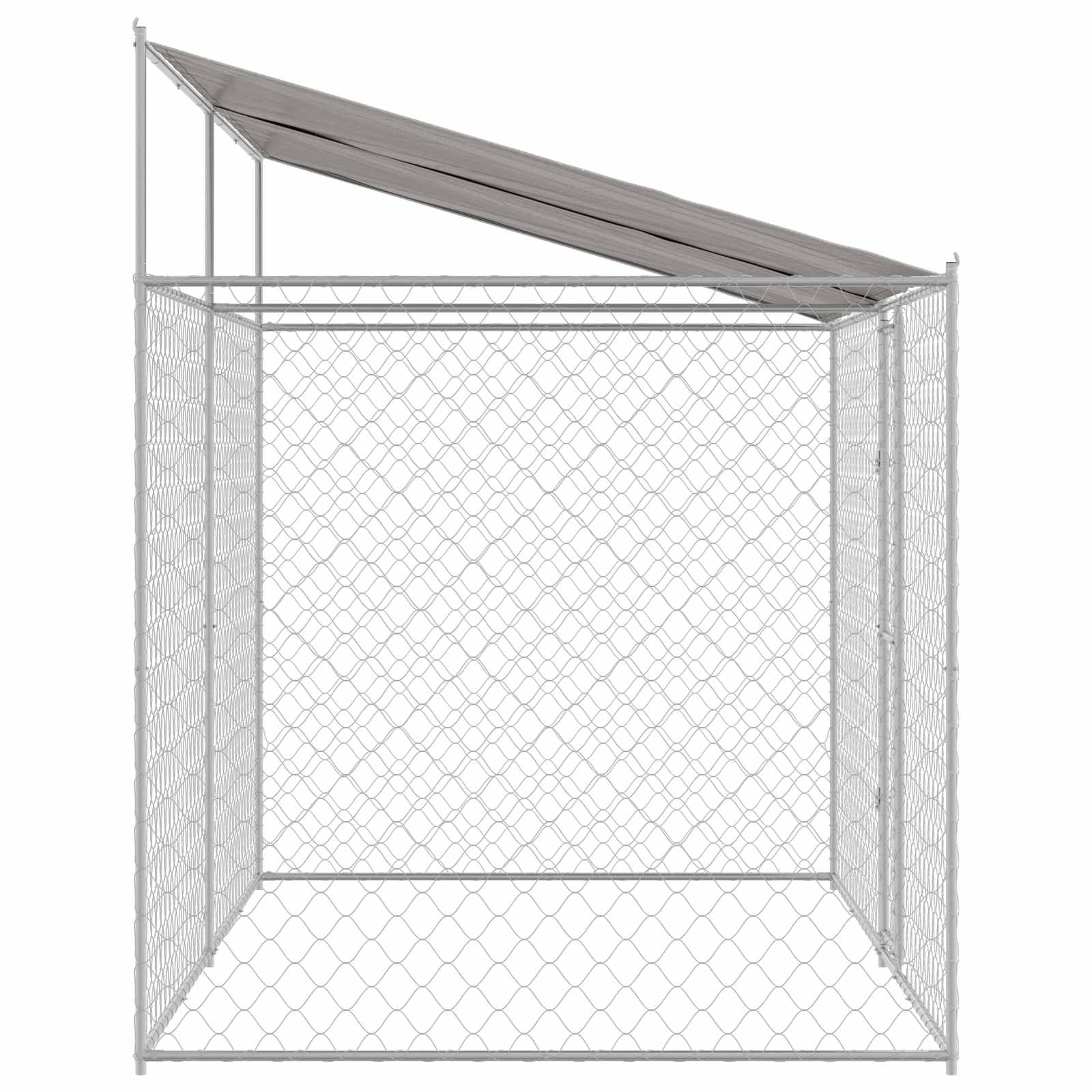 Gabbia per Cani con Tetto Argento 400 x 200 x 256 cm