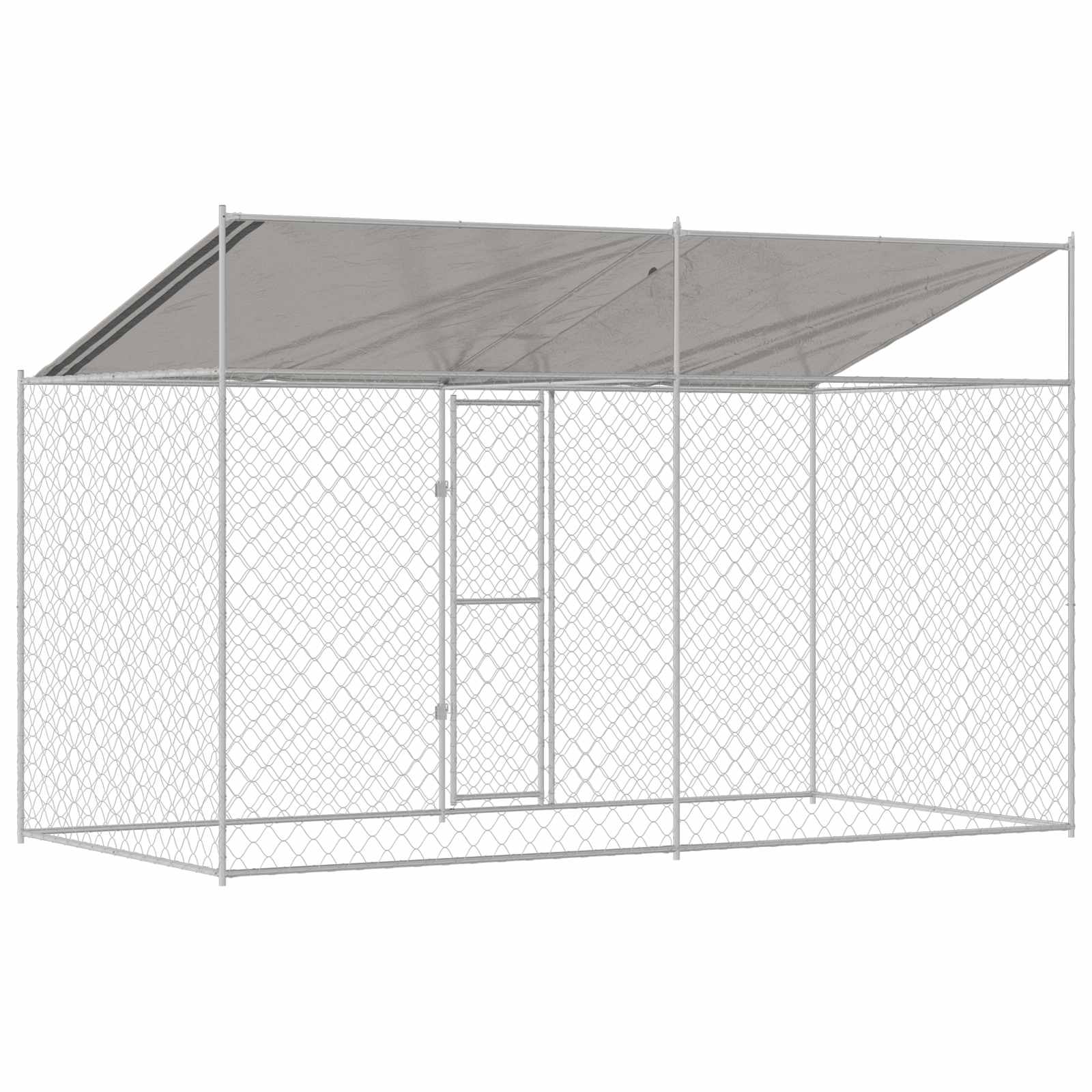 Gabbia per Cani con Tetto Argento 400 x 200 x 256 cm