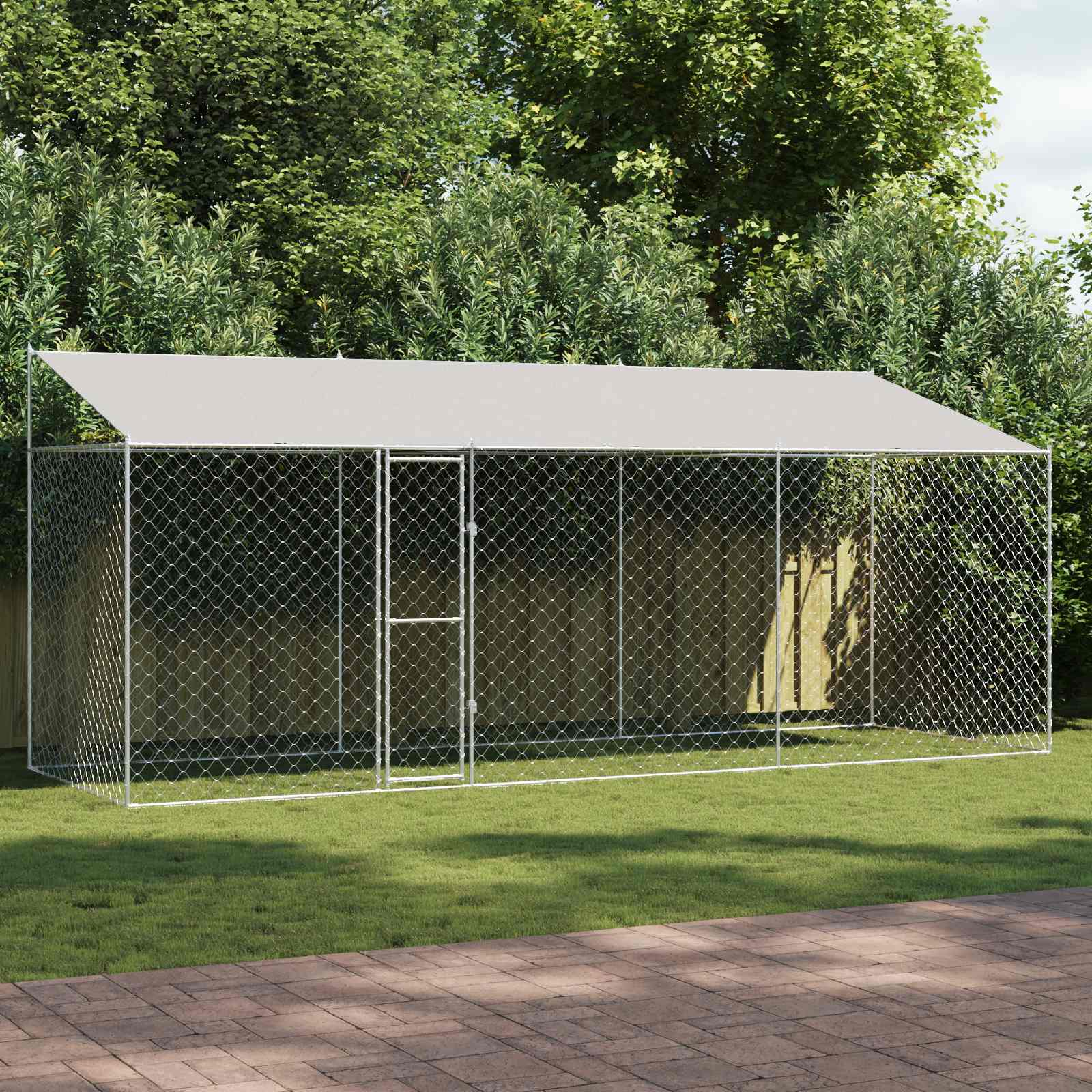 Gabbia per Cani con Tetto Argento 600 x 200 x 256 cm