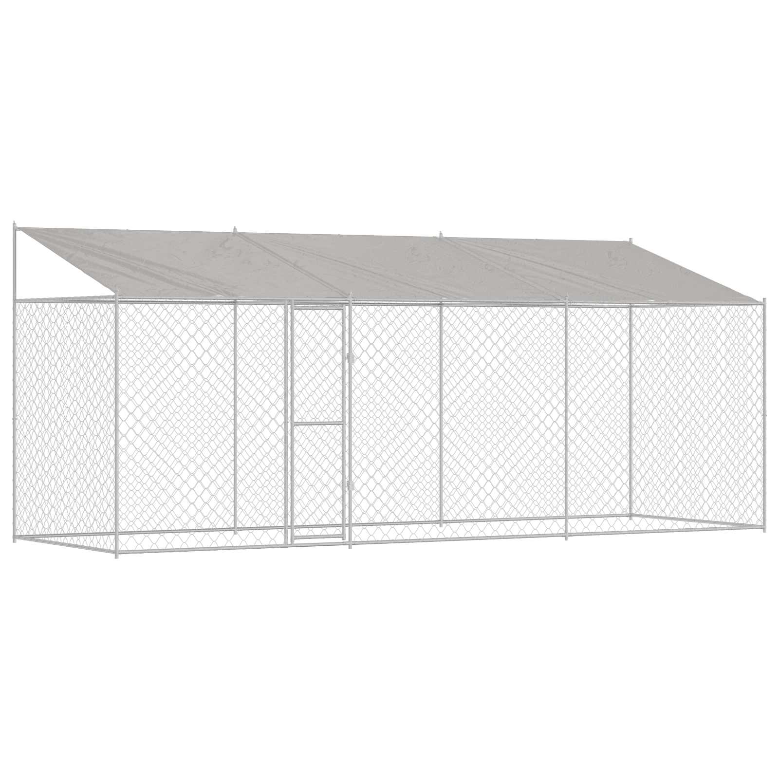 Gabbia per Cani con Tetto Argento 600 x 200 x 256 cm